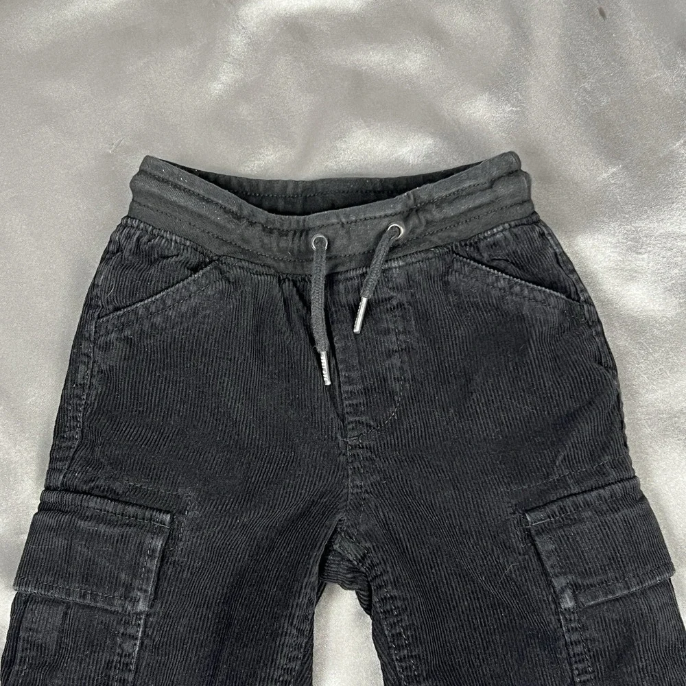 Baby GAP Cargo Pants Toddler 4‎ Years Lined Black Corduroy Pull-On Joggers Cozy